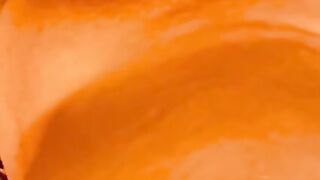 Pawg farm women rams a carrot inside each of her holes