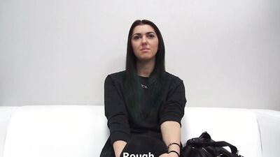 Natural brunette babe got drenched in oil for sex on casting