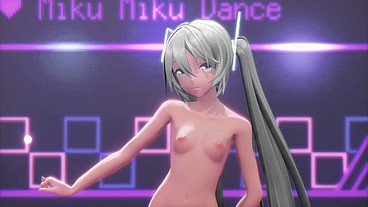 Hatsune Miku Cynical Night Plan Undress Dance Hentai Small Tits MMD 3D White Hair