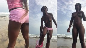 crazybitch shows off skin without clothes at the beach