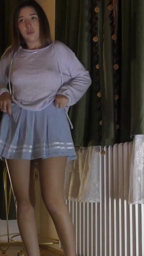 Spectacular moment from &quot;Hot petite tight shaved pussy cheerleader comes for a fashion photo shoot turns out it was a porn&quot;