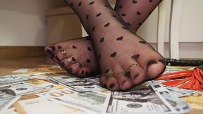 #1 Addiction Level! Black Nylon Stockings On Mistress' Feet
