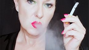 SmokerQueenJoan takes deep divine pulls on her Marlboro Red 100 in chain