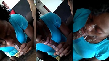 Taxi driver gets a hard blow job from hotel waitress