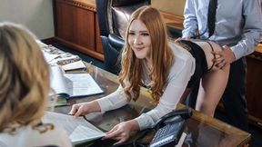 Office Banged: Free Use, submissive Blonds serviced their Boss on Desks