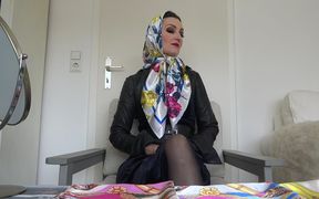 New satin headscarves worn elegantly