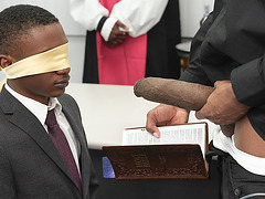 Jesus Christ! Baptist boy eats cock from a holy Bible!