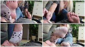My smelly socks are on your face and you hard cock is in my hand