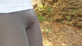 Gray leggings flashing in broad daylight!
