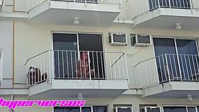Steamy public balcony sex in Acapulco with a clever waitress!