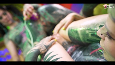 3 TATTOO lesbians play with CUM - ANAL gape, prolapse, ASS CUM SWAP first time anal - punk, goth, alt porn - ANUSKATZZ - ZF012