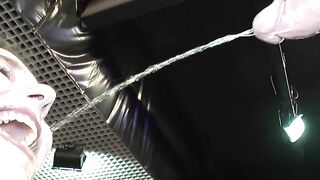 Fist and dick into twat during sex with pee