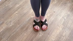 Huge Size 18! Sandals posing