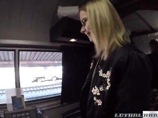 Catarina gets her Russian snatch plowed on a speeding teach