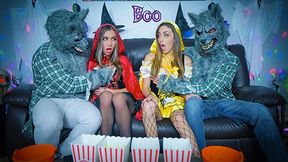 Step Dads get banged on Halloween by sexy daughters in costumes