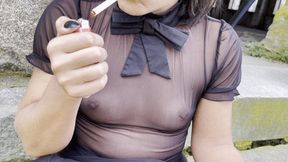 Outside See Through Dress and Skull Pantyhose Newport 100 Smoke