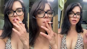 selfie video smoking in glasses