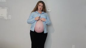 Pregnant Belly Nearly Bursts Button Shirts Open