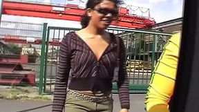 'Two German vixens' gigantic melons milk a gargantuan salami's cream'
