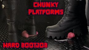 A Hard Bootjob in Chunky Platform Black Boots (Edited Version) - Tamystarly - Cock Balls Crush Trample, CBT, Trampling, Shoejob, Stomping