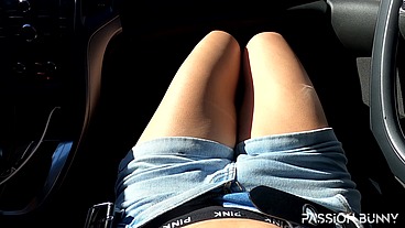 FPOV in car trip that's something new and very hot with beauty young student girl - PassionBunny