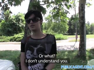 PublicAgent Short haired brunette backseat fucker