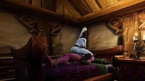 man bondaged up so she can ride him - warcraft porn parody