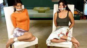 Hot Brunettes Gia Mancini and Julia Carrero are Bound and Gagged and They Don't Like It!