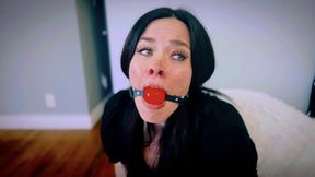 The Therapy Session Turns Into A Bondage Session For Jasmin Jai (4K) - Jasmin Jai - blouse, leopard print skirt, pantyhose, heels, rope bondage, ball gag, foot worship