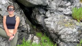 Petite Hotwife sucks and gets fucked by 10inch BBC outside on public cliif, MILF fucking Massive Cock