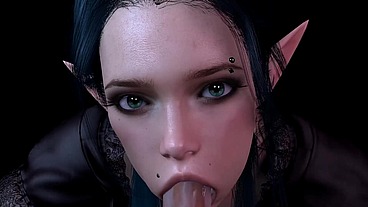 Hot Goth Elf give a blowjob in POV - 3D Porn