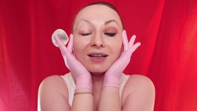 ASMR - Face Fetish, Removing Make-up and Medical Gloves Video - Arya Grander
