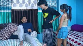 Desi Bitch's First Fuck: Two Buddies Bang Her Alone at Home