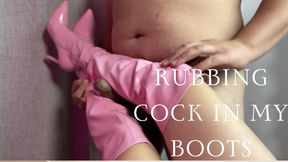 rubbing his cock in my pink boots