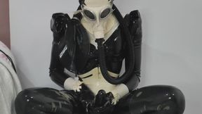 Latex Sissy Maid Enjoys Breathplay and Squirts!
