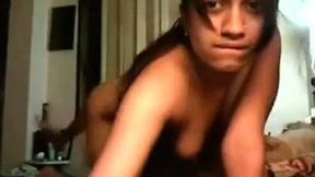 Kinky hot and slim amateur brunette GF enjoys mish and rides BF's cock
