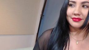 Seductive Raven-haired Flirting with Viewer