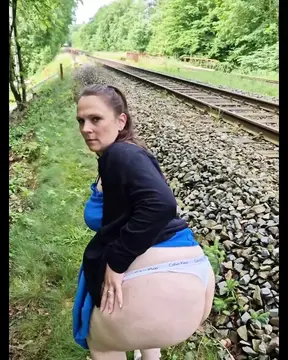 German MILF fucks pregnant outside in the field