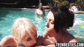 Pool party turns into a cock sharing extravaganza
