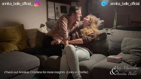 Amateur Couple Rides Couch, Intense Foreplay, Hot Action