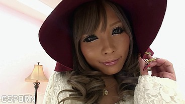 Sexy japanese model girl is excited and fucked on the stage