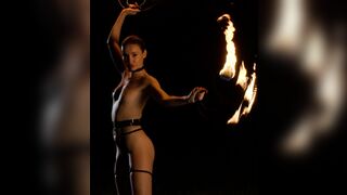 Cute teen Elilith Noir playing with fire