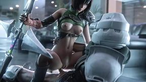 Cum-drenched coitus between Yuffie Kisaragi and her soldier, a tale of unbridled passion