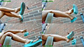 light aqua wedged guess flip flops - Shoe Dangle Volume 8 ***MP4**