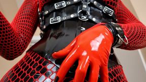 Red Rubberdoll in Silicone & Latex Masks Up & Vibrates Latex Pussy in Layers