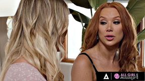 ALL GIRL MASSAGE - Stressed Masseuse Madison Gets A Naughty Surprise From Her Hot Client
