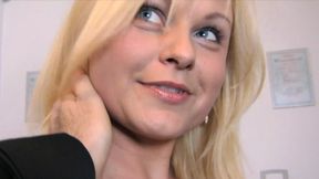 Plump Blonde Bounces On Agent's Dick