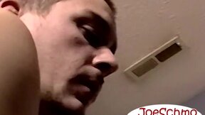 Attractive inked teen masturbates during an interview