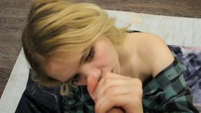 the party was a success. she greedily sucks cock