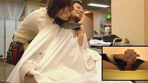 Asian hairdresser gives handjobs and blowjobs to her clients